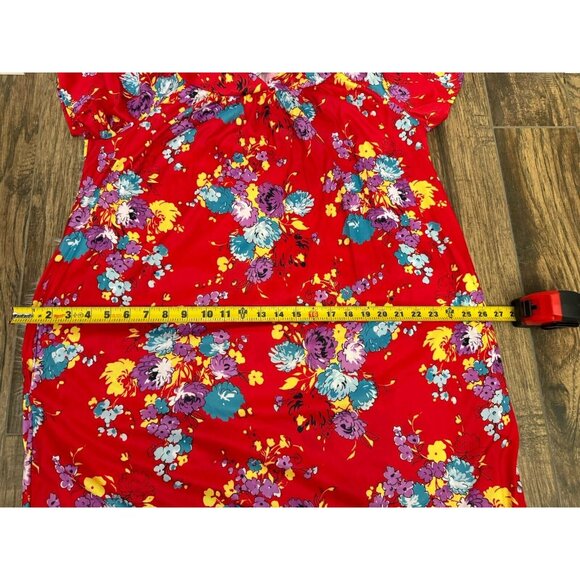 Anthony Richard’s Size Large Red Floral Mumu House Coat Mrs Roper Loungewear - Picture 9 of 9